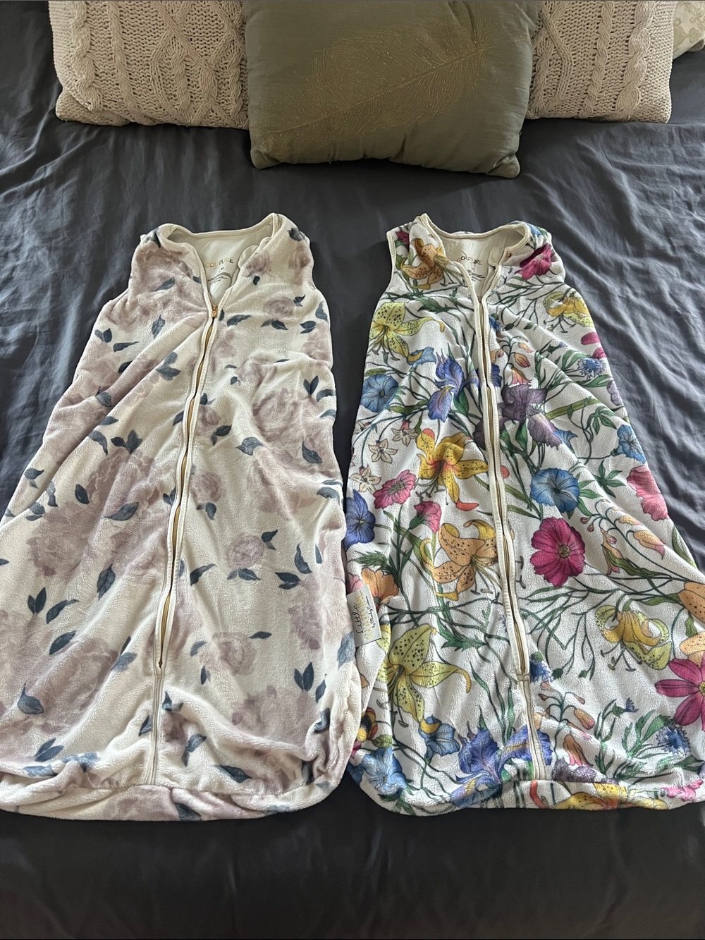 Bundle of 2 Floral Minky Couture Baby Sleep Sacks size 12-24 months